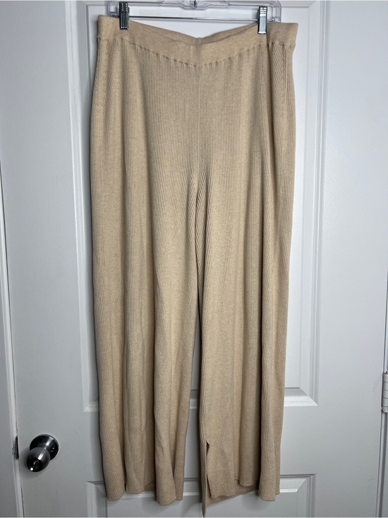 Quince Pants - Quince Heather Oatmeal Cashmere Blend Maternity Wide Leg Pants Size Large